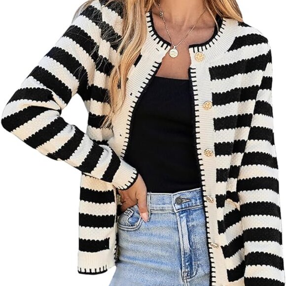 Women's Open Front Button Down Cardigan Sweater - Picture 1 of 9